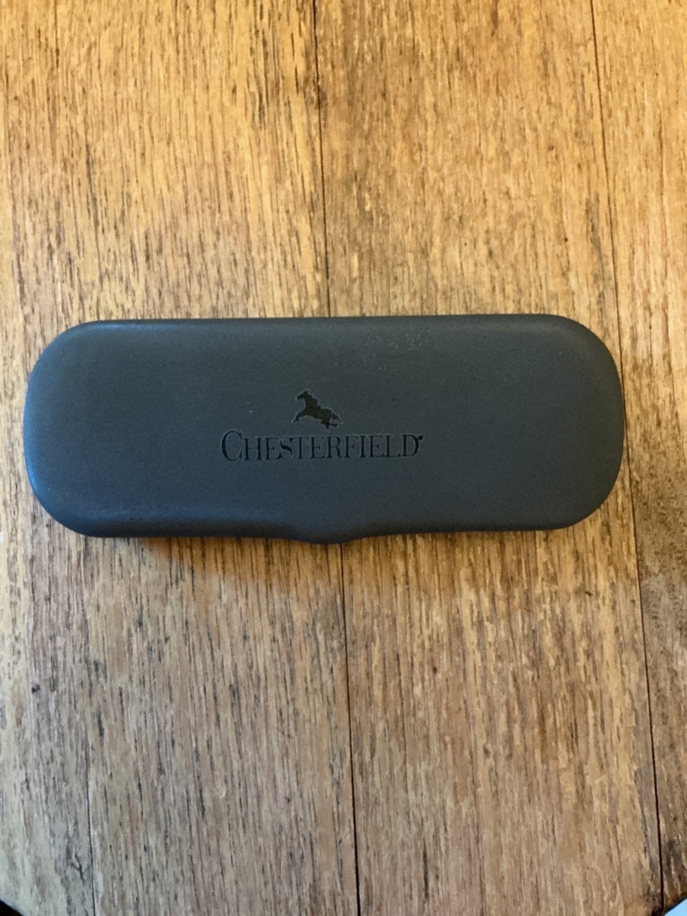 Gray Chesterfield hard cover eyewear glasses eyeglass case
